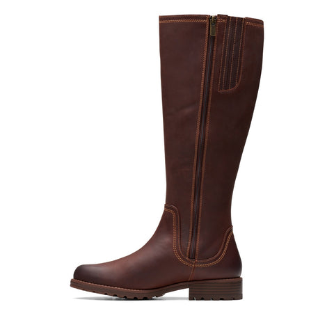 Clarks Aspra HI 26174956 Womens Brown Wide Leather Zipper Knee High Boots