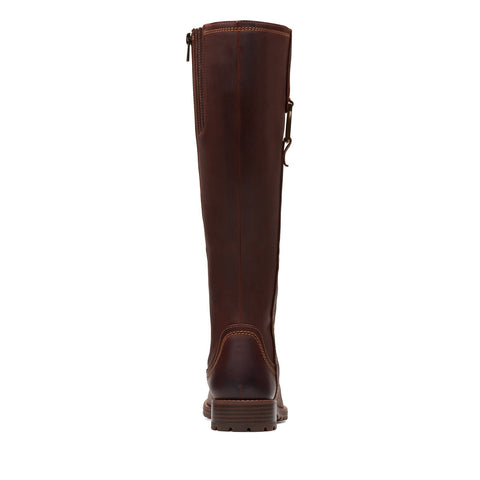 Clarks Aspra HI 26174956 Womens Brown Leather Zipper Knee High Boots