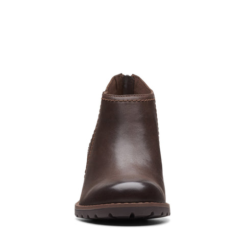 Clarks Leda Step 26174958 Womens Brown Leather Zipper Ankle & Booties Boots
