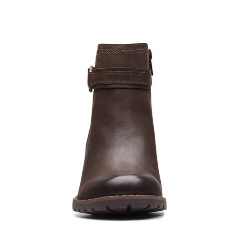 Clarks Leda Strap 26174960 Womens Brown Leather Ankle & Booties Boots
