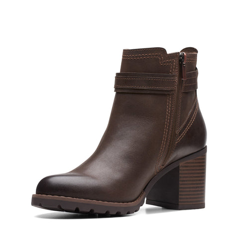 Clarks Leda Strap 26174960 Womens Brown Leather Ankle & Booties Boots