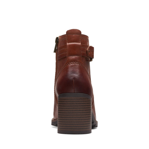 Clarks Leda Strap 26174961 Womens Brown Wide Leather Ankle & Booties Boots