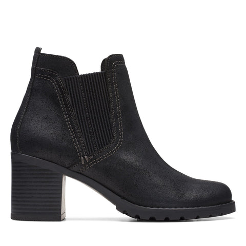 Clarks Leda Up 26174962 Womens Black Suede Zipper Ankle & Booties Boots