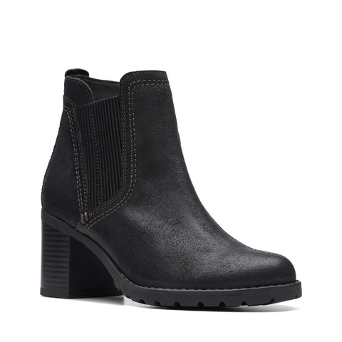 Clarks Leda Up 26174962 Womens Black Suede Zipper Ankle & Booties Boots