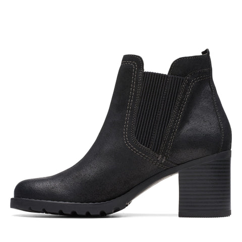 Clarks Leda Up 26174962 Womens Black Wide Suede Ankle & Booties Boots