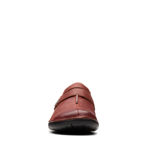 Clarks Un Loop Ease 26174967 Womens Brown Wide Leather Mule Flats Shoes