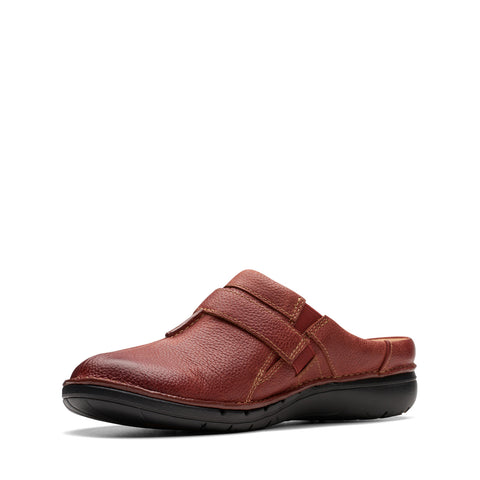 Clarks Un Loop Ease 26174967 Womens Brown Wide Leather Mule Flats Shoes