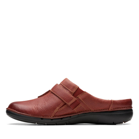 Clarks Un Loop Ease 26174967 Womens Brown Wide Leather Mule Flats Shoes