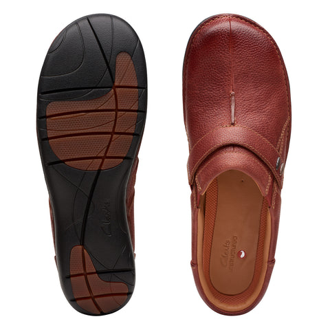 Clarks Un Loop Ease 26174967 Womens Brown Wide Leather Mule Flats Shoes