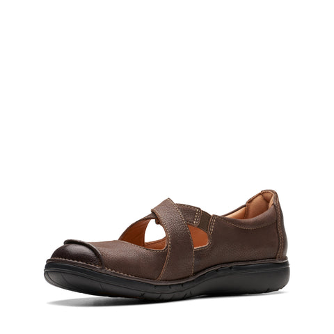 Clarks Un Loop 26174971 Womens Brown Wide Leather Loafer Flats Shoes