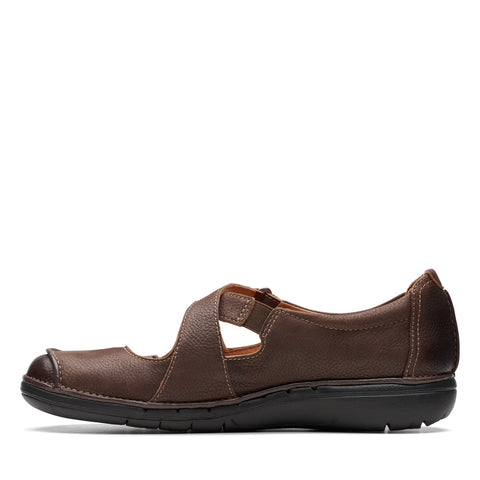 Clarks Un Loop 26174971 Womens Brown Wide Leather Loafer Flats Shoes