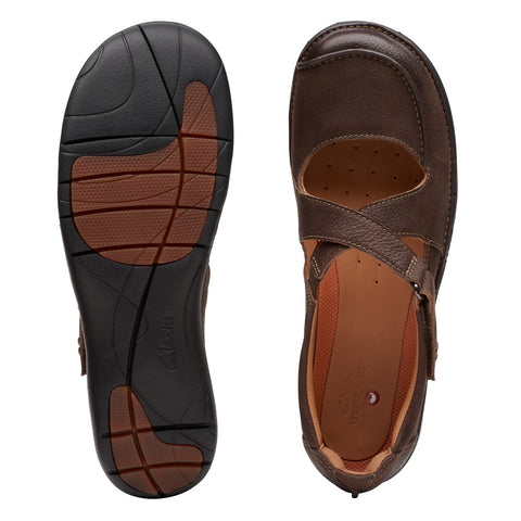 Clarks Un Loop 26174971 Womens Brown Wide Leather Loafer Flats Shoes