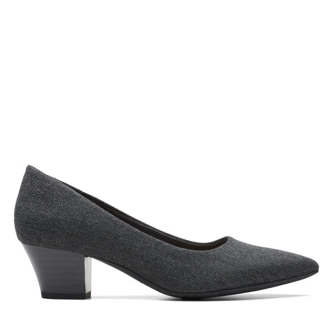 Clarks Teresa Step 26175159 Womens Gray Canvas Slip On Pumps Heels Shoes