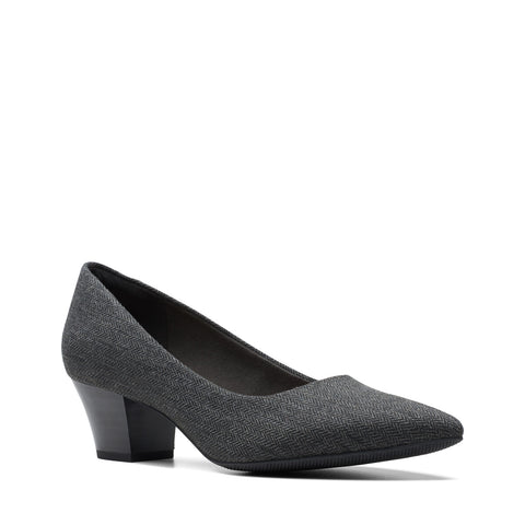 Clarks Teresa Step 26175159 Womens Gray Canvas Slip On Pumps Heels Shoes