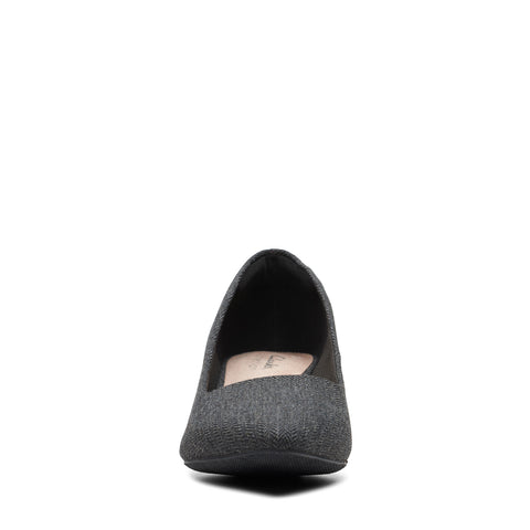 Clarks Teresa Step 26175159 Womens Gray Canvas Slip On Pumps Heels Shoes