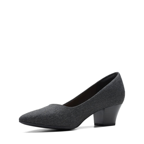 Clarks Teresa Step 26175159 Womens Gray Canvas Slip On Pumps Heels Shoes