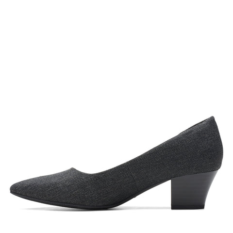 Clarks Teresa Step 26175159 Womens Gray Canvas Slip On Pumps Heels Shoes