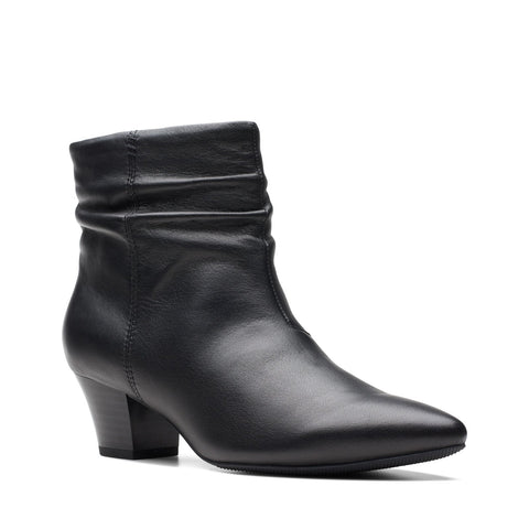 Clarks Teresa Skip 26175167 Womens Black Leather Ankle & Booties Boots