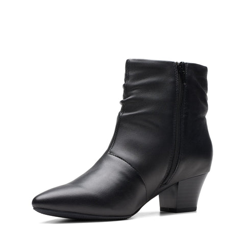 Clarks Teresa Skip 26175167 Womens Black Leather Ankle & Booties Boots