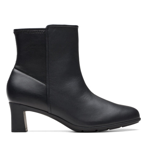 Clarks Neiley Jane 26175177 Womens Black Wide Leather Ankle & Booties Boots
