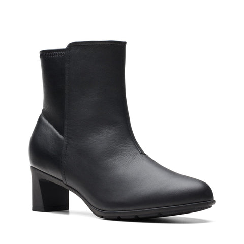 Clarks Neiley Jane 26175177 Womens Black Leather Ankle & Booties Boots