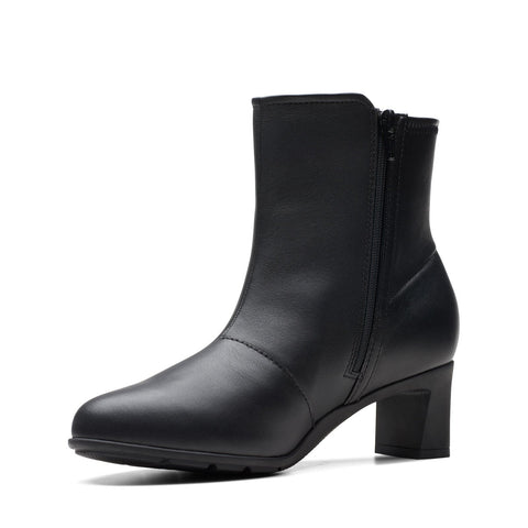 Clarks Neiley Jane 26175177 Womens Black Wide Leather Ankle & Booties Boots