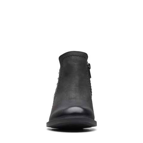 Clarks Neva LO 26175257 Womens Black Leather Zipper Ankle & Booties Boots