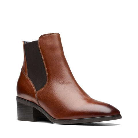 Clarks Amser West 26175877 Womens Brown Leather Zipper Ankle & Booties Boots
