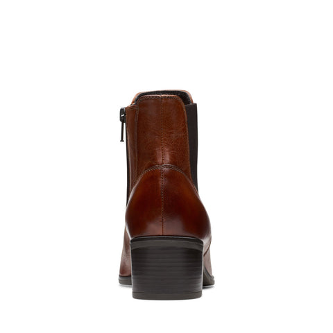 Clarks Amser West 26175877 Womens Brown Leather Zipper Ankle & Booties Boots