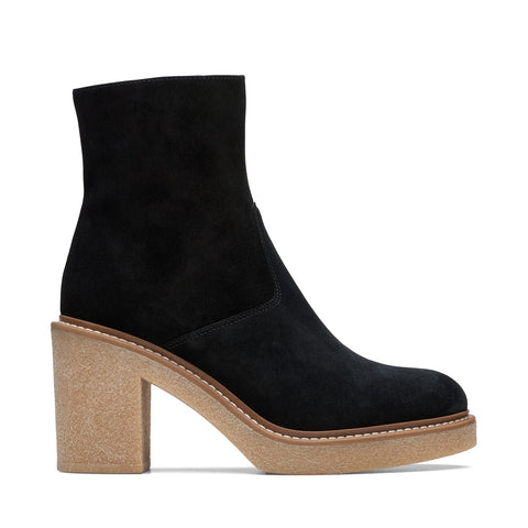 Clarks Colden Up 26175880 Womens Black Suede Zipper Ankle & Booties Boots