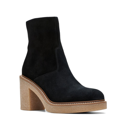 Clarks Colden Up 26175880 Womens Black Suede Zipper Ankle & Booties Boots