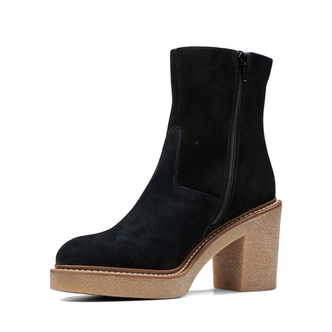 Clarks Colden Up 26175880 Womens Black Suede Zipper Ankle & Booties Boots