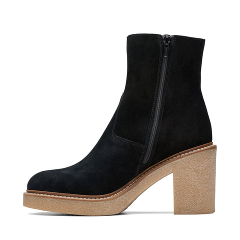 Clarks Colden Up 26175880 Womens Black Suede Zipper Ankle & Booties Boots