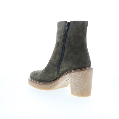 Clarks Colden Up 26175881 Womens Green Suede Zipper Ankle & Booties Boots