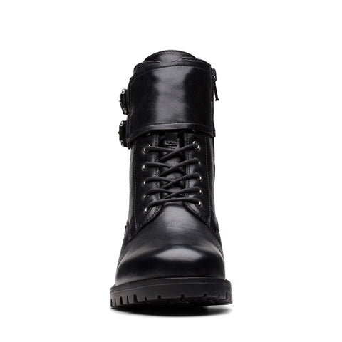 Clarks Palazzo Lace 26175930 Womens Black Leather Lace Up Casual Dress Boots