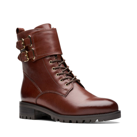 Clarks Palazzo Lace 26175931 Womens Brown Leather Lace Up Casual Dress Boots