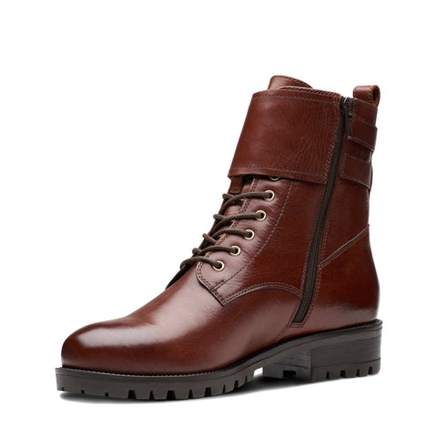 Clarks Palazzo Lace 26175931 Womens Brown Leather Lace Up Casual Dress Boots