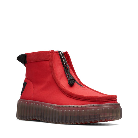 Clarks Torhill Zip 26175934 Womens Red Canvas Ankle & Booties Boots