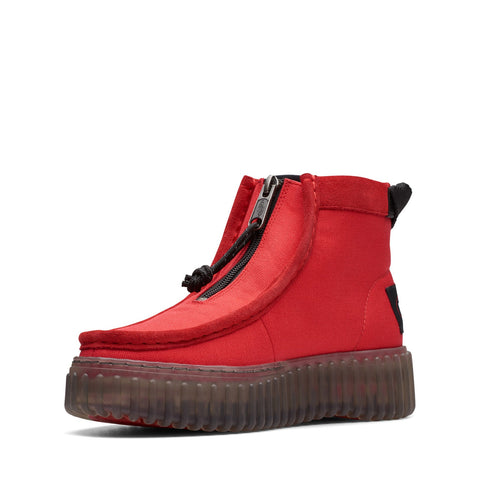 Clarks Torhill Zip 26175934 Womens Red Canvas Ankle & Booties Boots