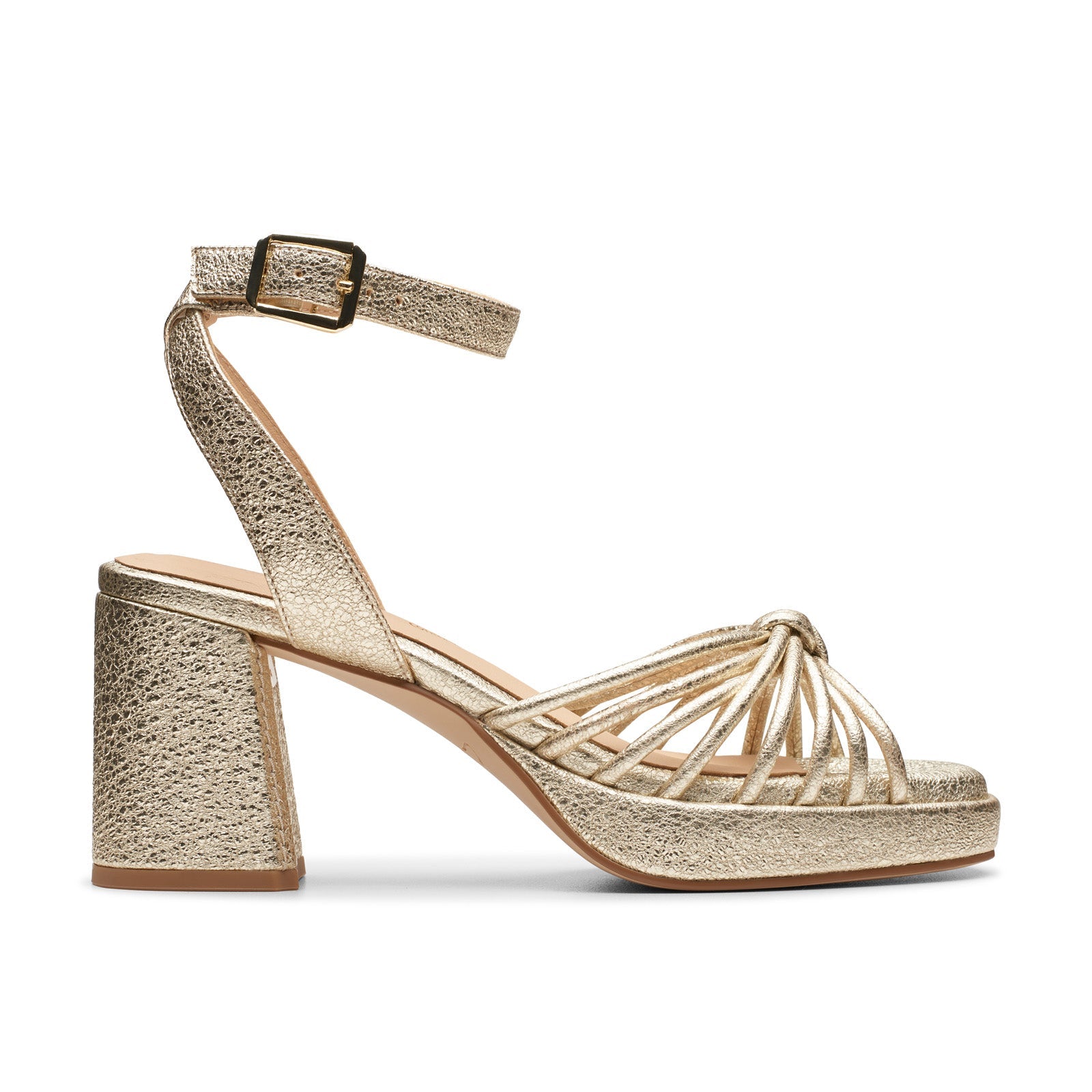 Clarks Ritzy 75 Faye 26176328 Womens Gold Leather Heeled Sandals
