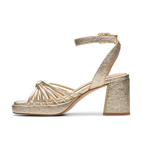 Clarks Ritzy 75 Faye 26176328 Womens Gold Leather Heeled Sandals Shoes