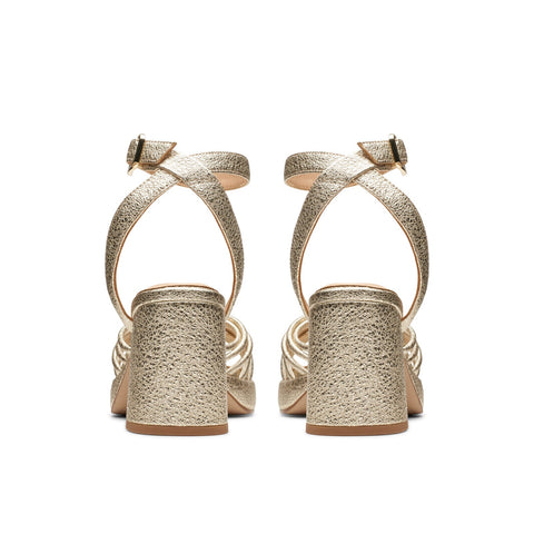 Clarks Ritzy 75 Faye 26176328 Womens Gold Leather Heeled Sandals Shoes