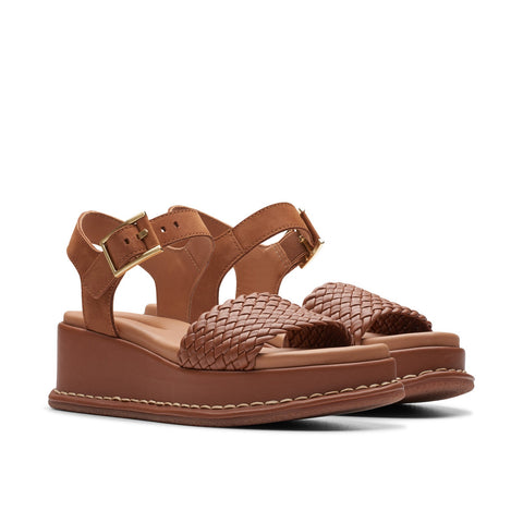 Clarks Kimmei Bay 26176405 Womens Brown Leather Wedges Sandals Shoes