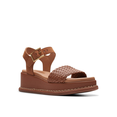 Clarks Kimmei Bay 26176405 Womens Brown Leather Wedges Sandals Shoes