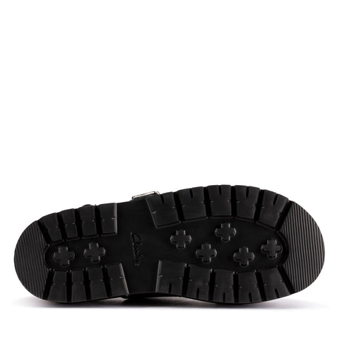 Clarks Orianna Glide 26176641 Womens Black Leather Platform Sandals Shoes