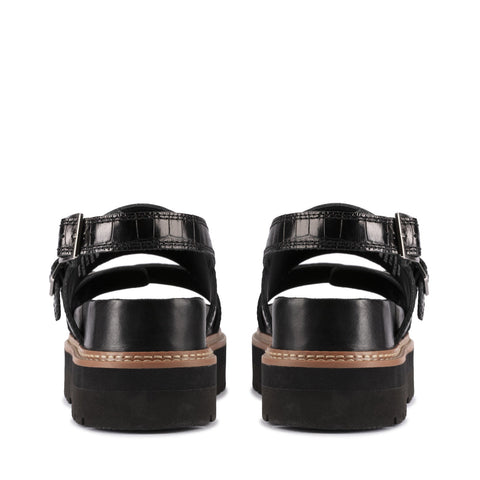 Clarks Orianna Glide 26176641 Womens Black Leather Platform Sandals Shoes