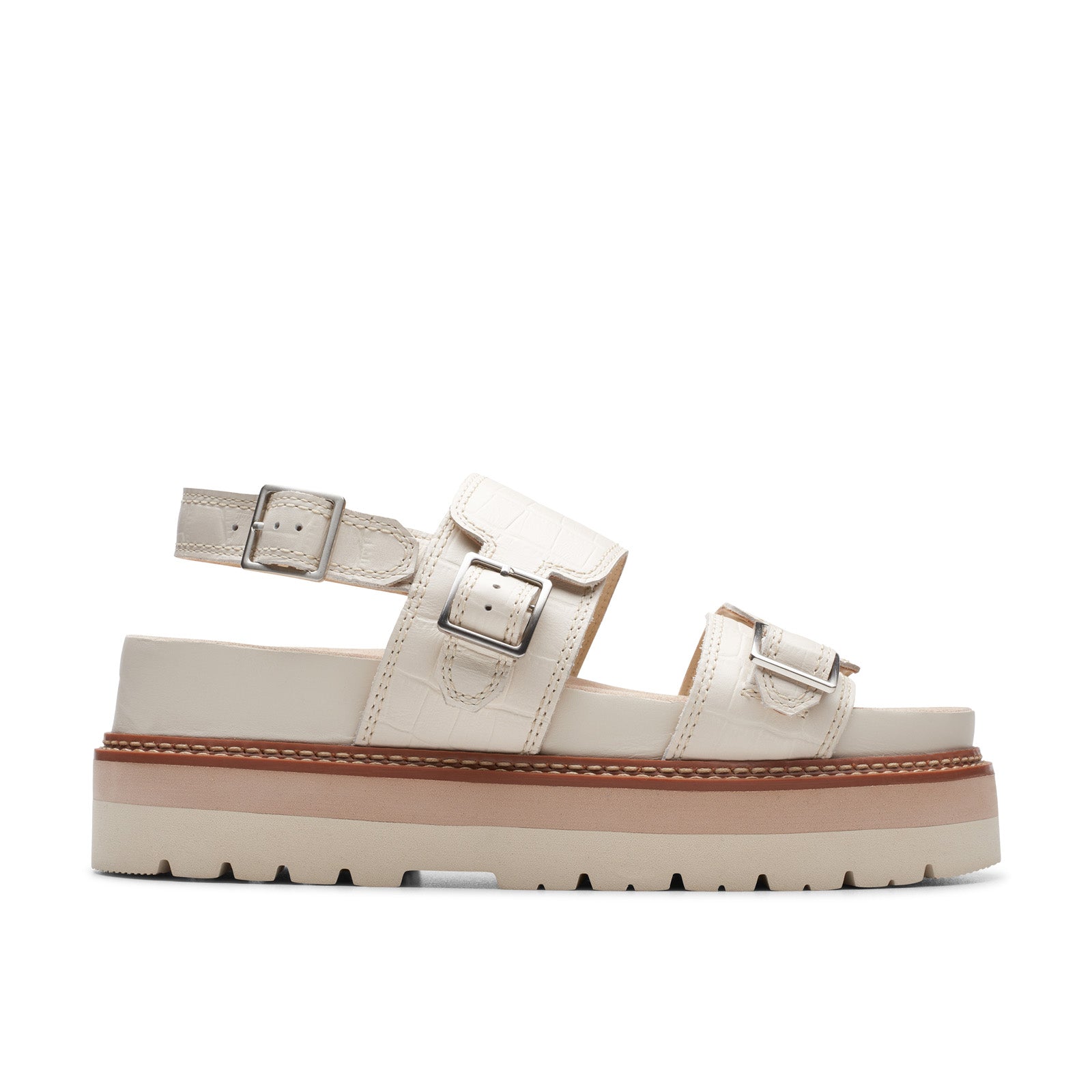 Clarks Orianna Glide 26176642 Womens Beige Leather Platform