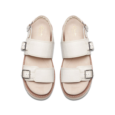 Clarks Orianna Glide 26176642 Womens Beige Leather Platform Sandals Shoes