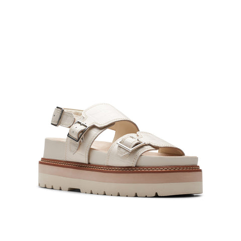 Clarks Orianna Glide 26176642 Womens Beige Leather Platform Sandals Shoes