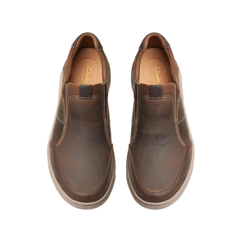 Clarks Mapstone Step Mens Brown Wide Loafers & Slip Ons Casual Shoes